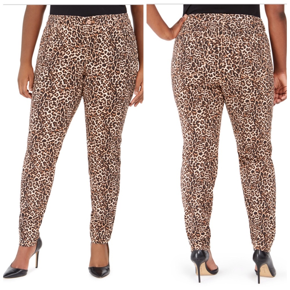 18W INC Leopard Skinny Jeans